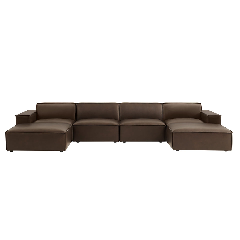 Restore 6-Piece Vegan Leather Modular Sectional Sofa by Modway