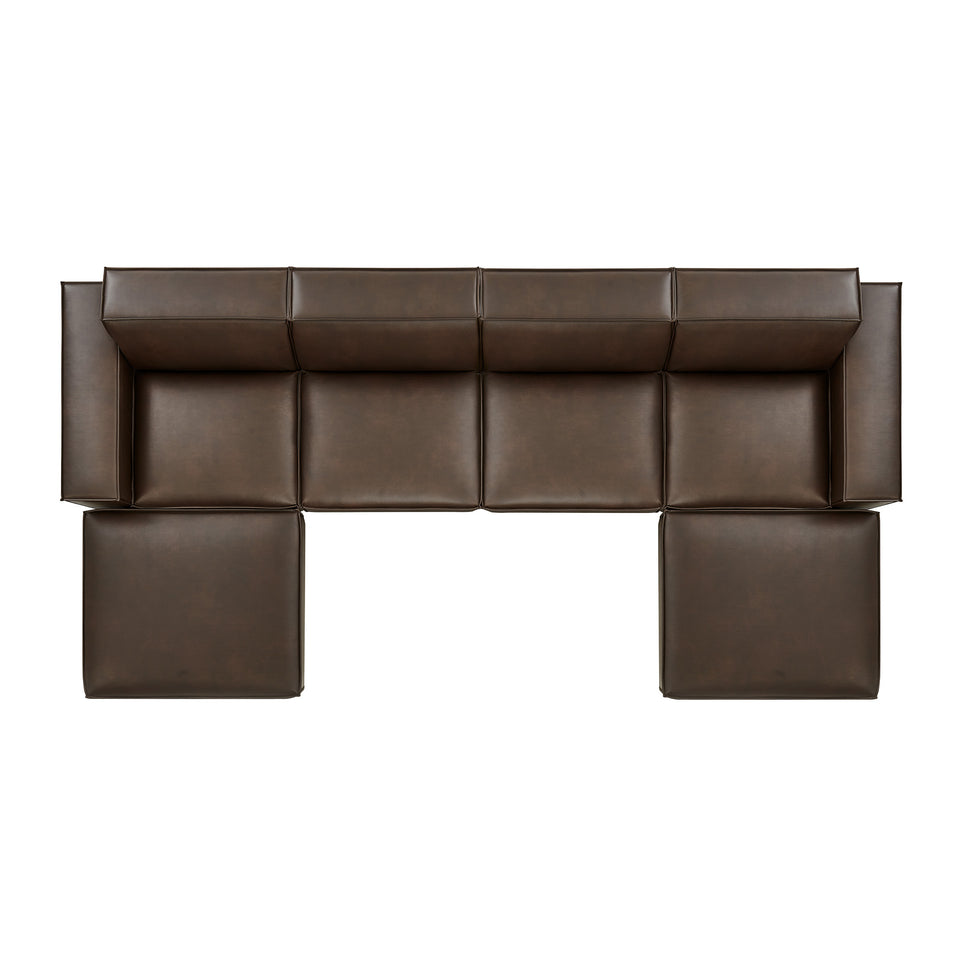 Restore 6-Piece Vegan Leather Modular Sectional Sofa by Modway
