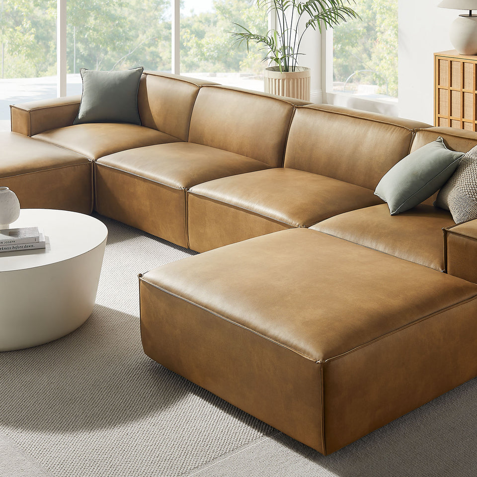 Restore 6-Piece Vegan Leather Modular Sectional Sofa by Modway