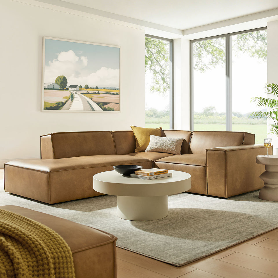 Restore 3-Piece Vegan Leather Modular L-Shaped Sectional Sofa by Modway