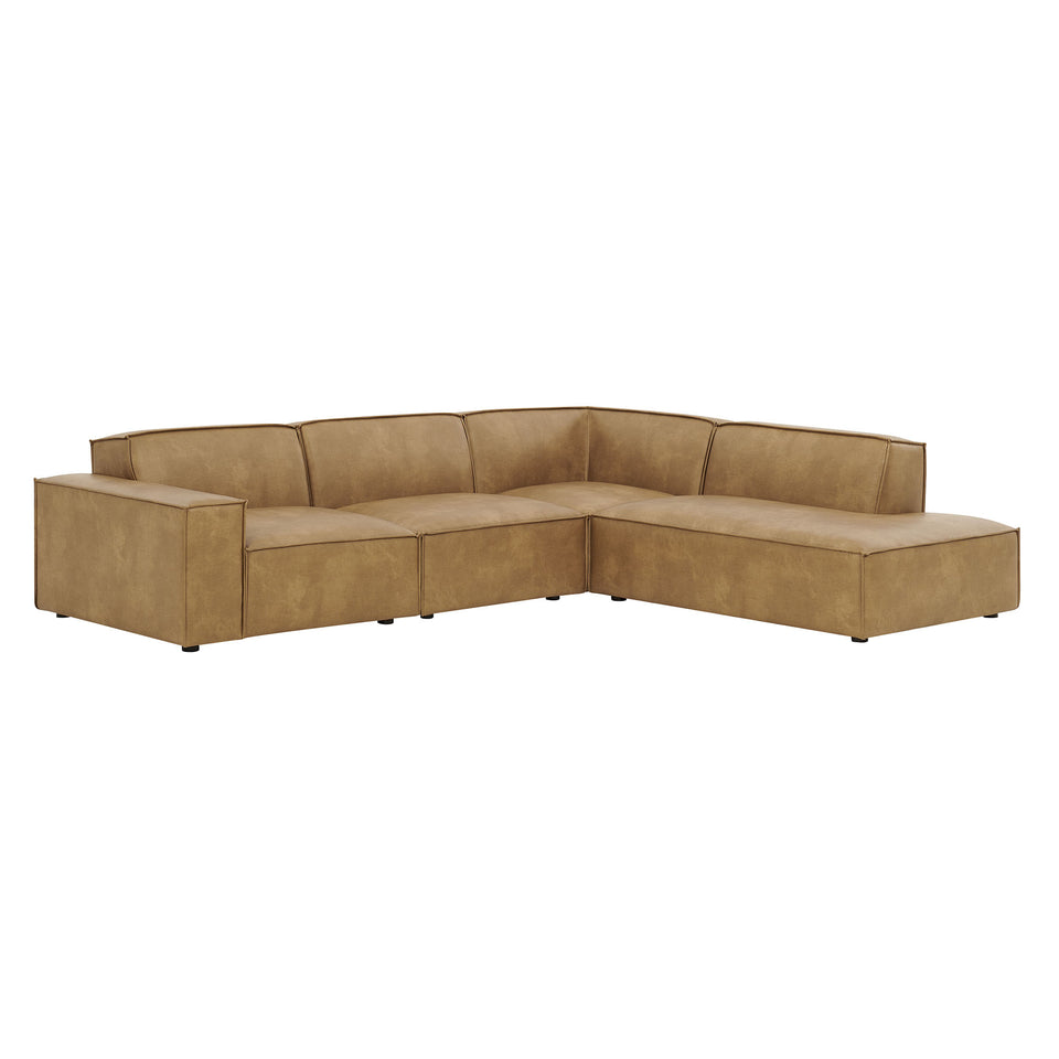 Restore 4-Piece Vegan Leather Modular L-Shaped Sofa by Modway