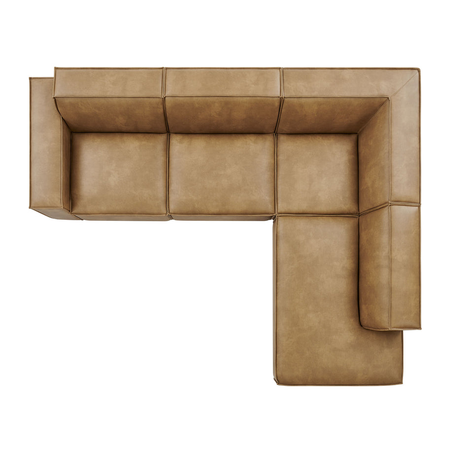 Restore 4-Piece Vegan Leather Modular L-Shaped Sofa by Modway