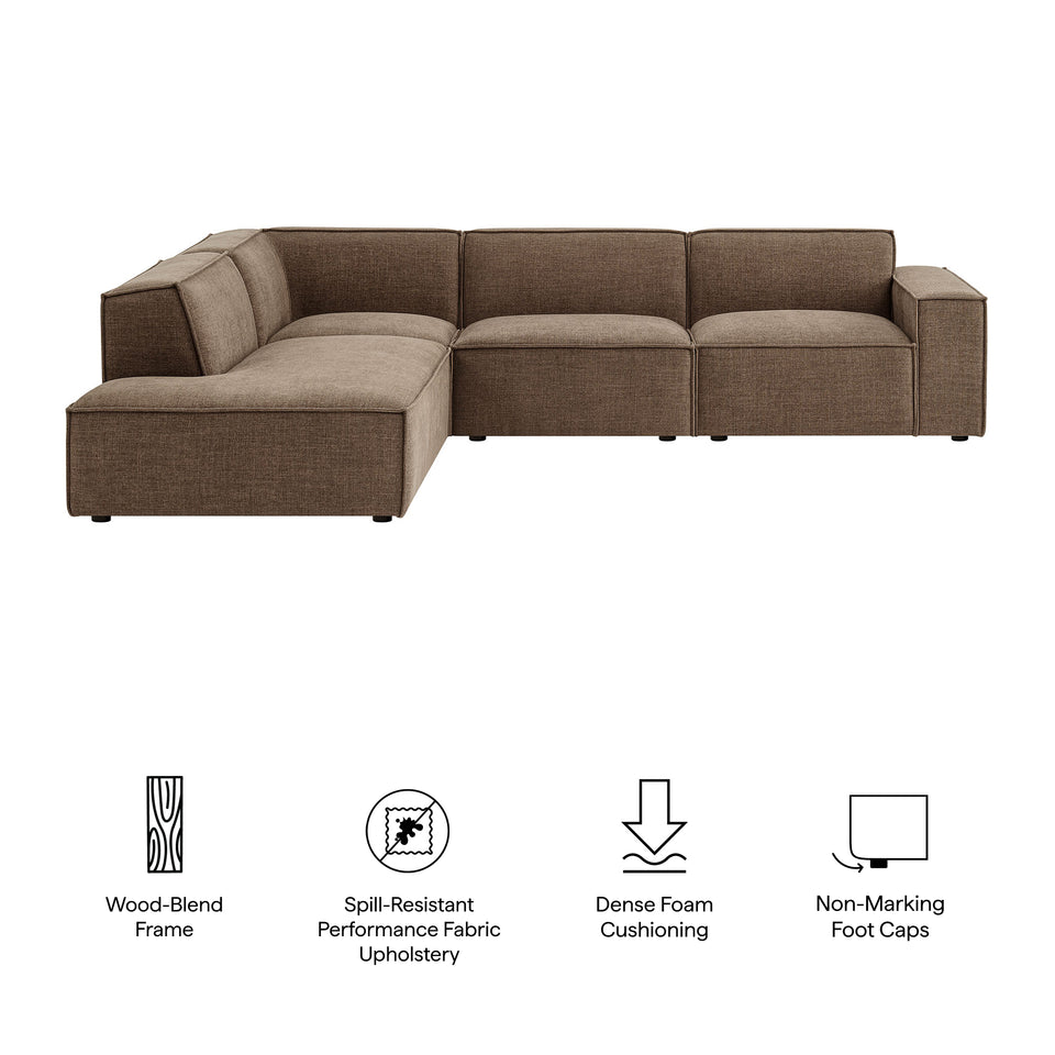 Restore 4-Piece Performance Fabric Upholstered Modular L-Shaped Sofa by Modway