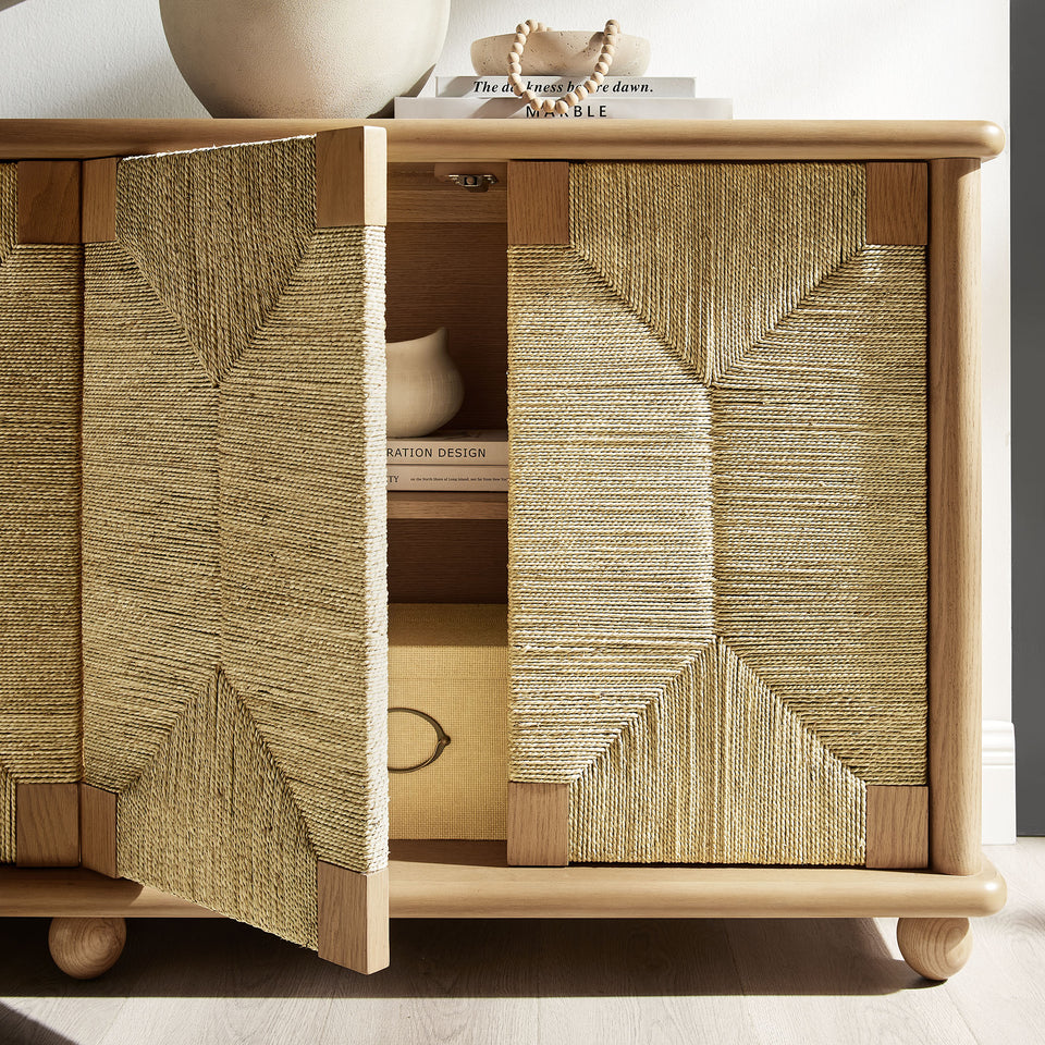 Marola 71 Inch Oak Wood Seagrass Sideboard by Modway
