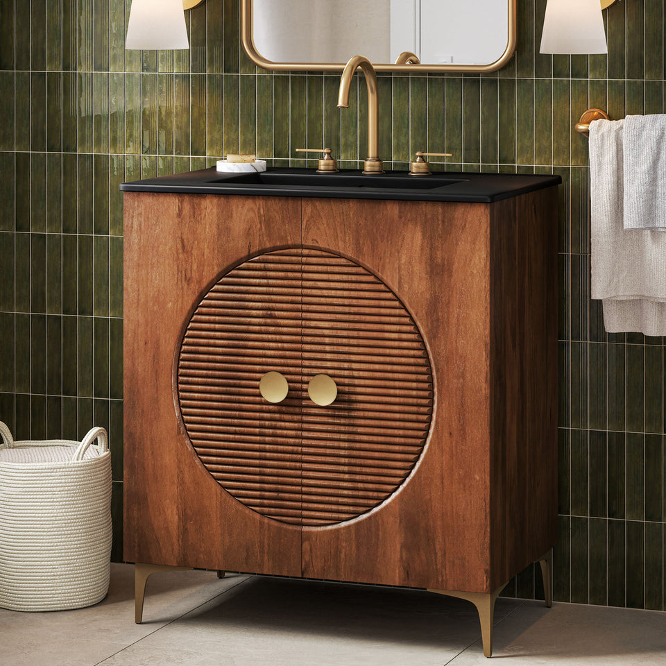 Vernon 30" Fluted Wood Vanity Cabinet Without Sink by Modway
