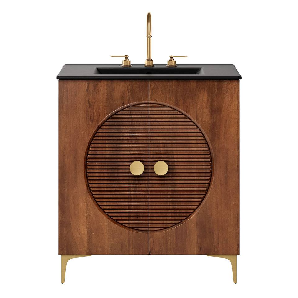 Vernon 30" Fluted Wood Vanity Cabinet With Sink by Modway