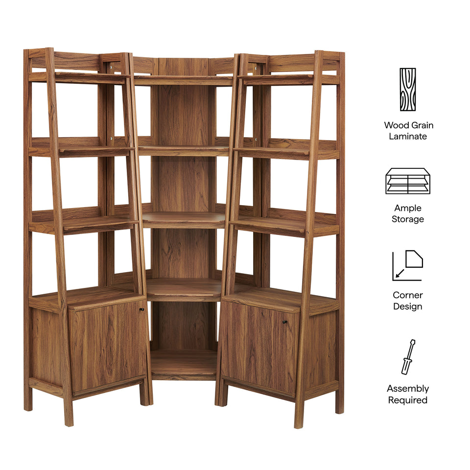 Bixby 3-piece Corner Bookshelf Set with Narrow Bookshelves by Modway