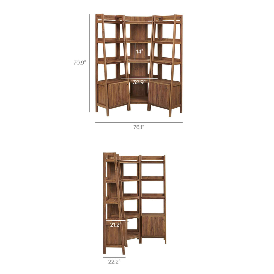 Bixby 3-piece Corner Bookshelf Set with Narrow Bookshelves