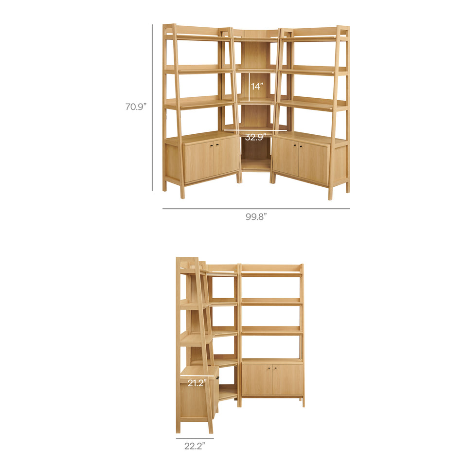 Bixby 3-Piece Corner Bookshelf Set with Wide Bookshelves by Modway