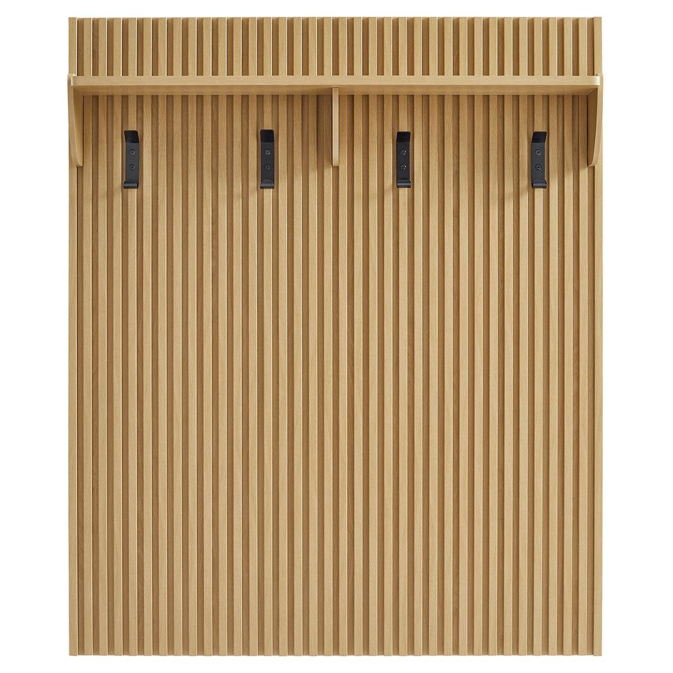 Render Fluted Coat Rack Panel With Shelf by Modway