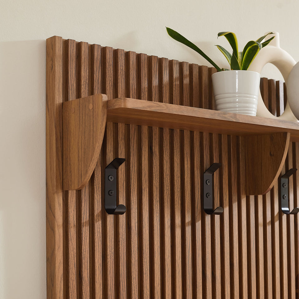 Render Fluted Coat Rack Panel With Shelf by Modway