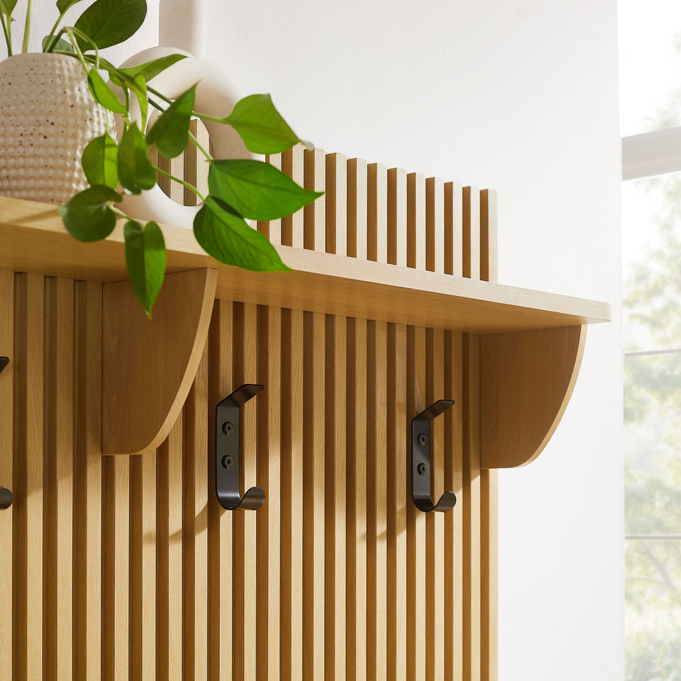 Render Fluted 3-in-1 Hall Tree With Storage Bench and Coat Rack by Modway
