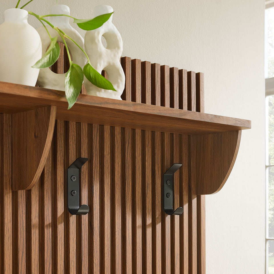 Render Fluted 3-in-1 Hall Tree With Storage Bench and Coat Rack by Modway