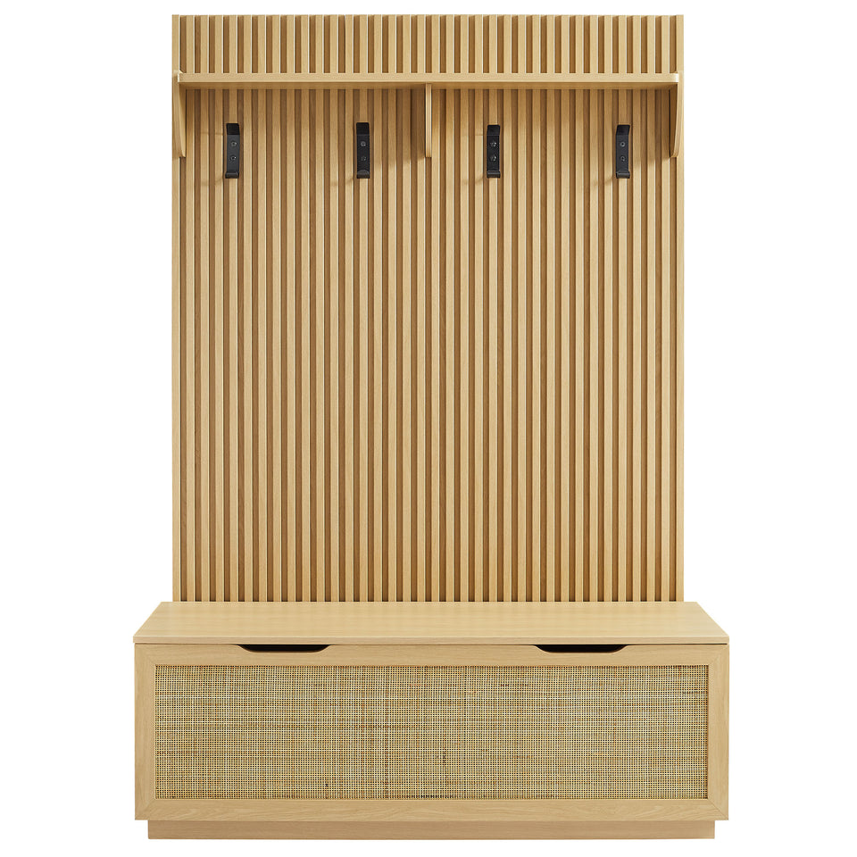 Soma Fluted 3-in-1 Hall Tree With Storage Bench and Coat Rack by Modway