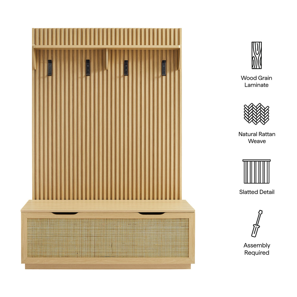Soma Fluted 3-in-1 Hall Tree With Storage Bench and Coat Rack by Modway