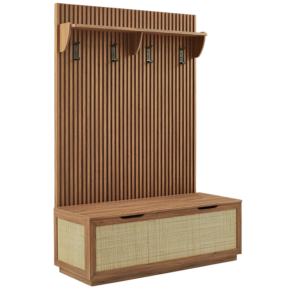 Soma Fluted 3-in-1 Hall Tree With Storage Bench and Coat Rack by Modway