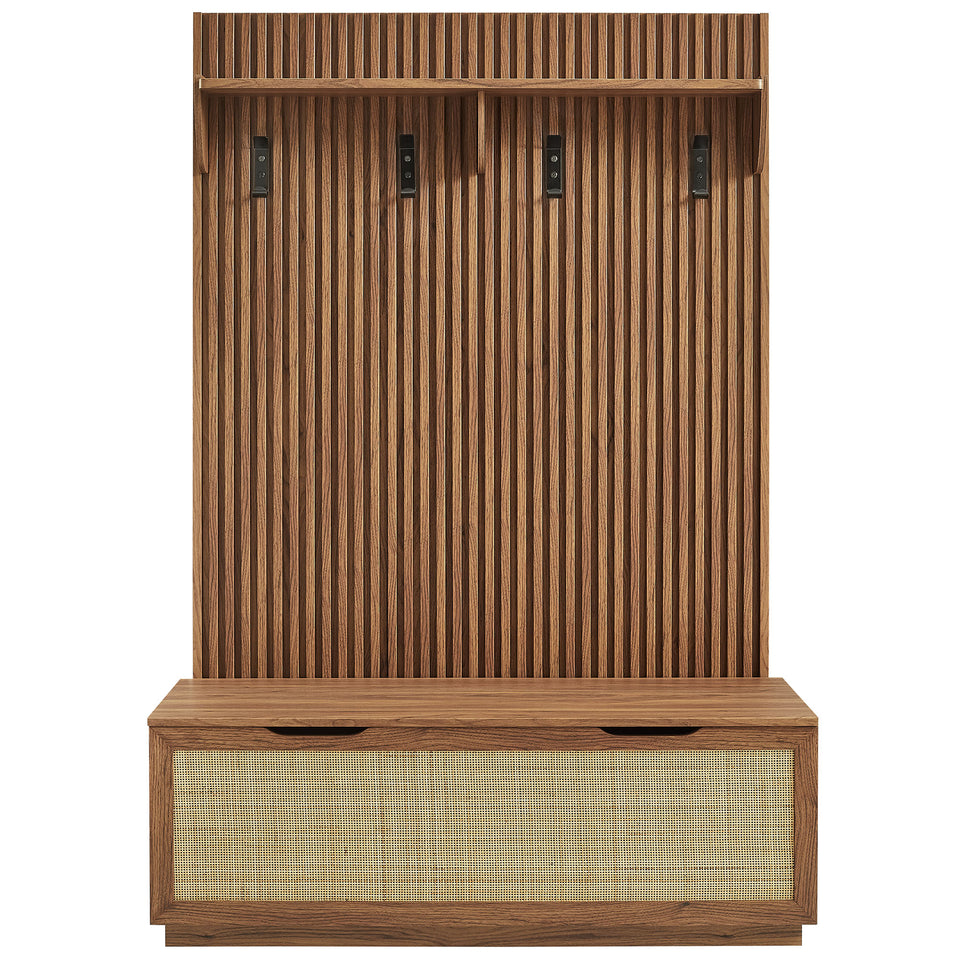 Soma Fluted 3-in-1 Hall Tree With Storage Bench and Coat Rack by Modway