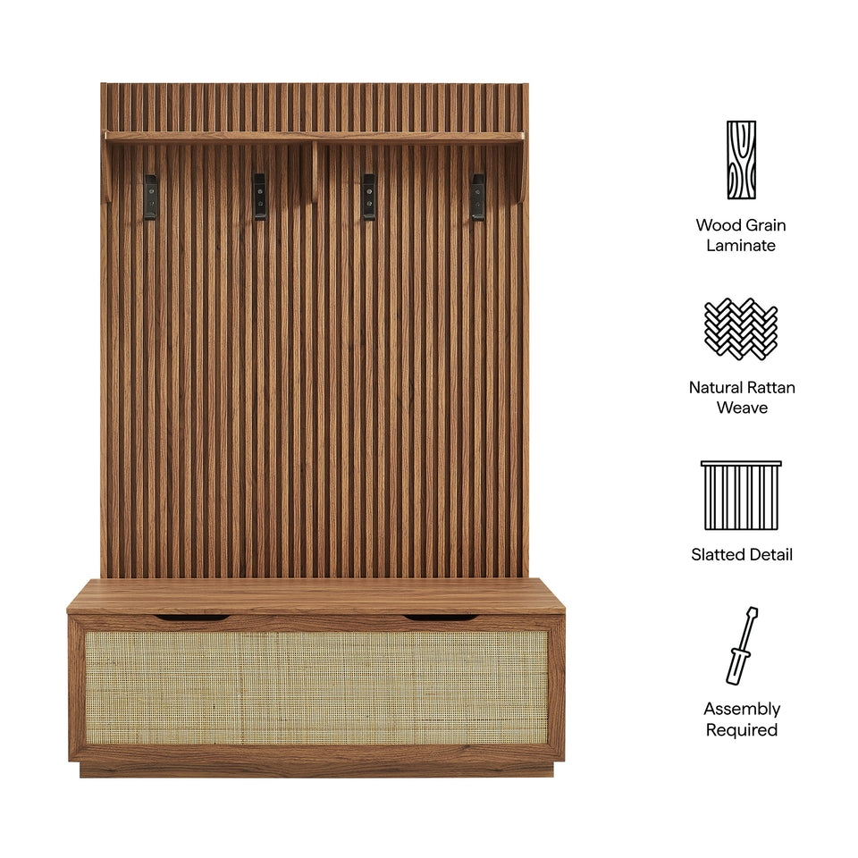 Soma Fluted 3-in-1 Hall Tree With Storage Bench and Coat Rack by Modway