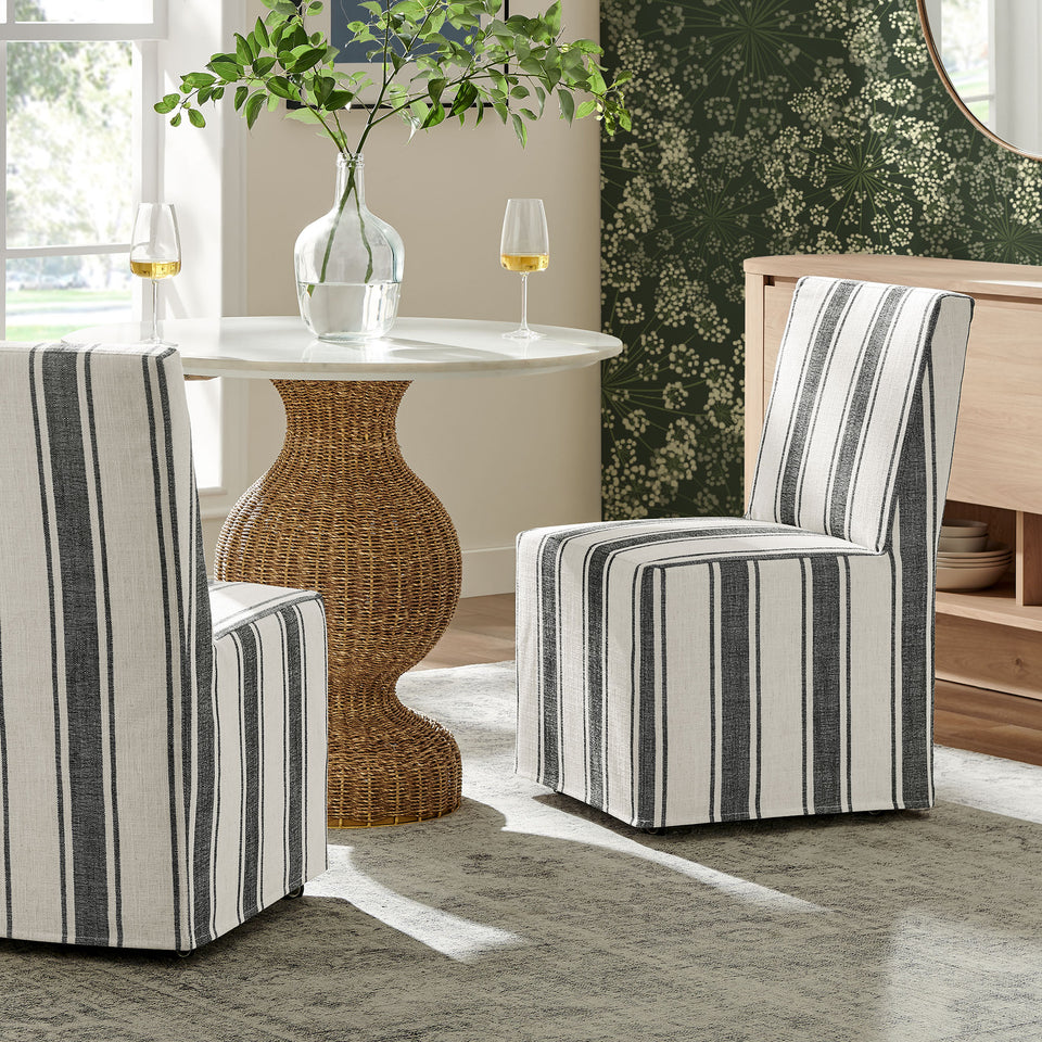 Tessera Striped Slipcovered Dining Side Chair by Modway
