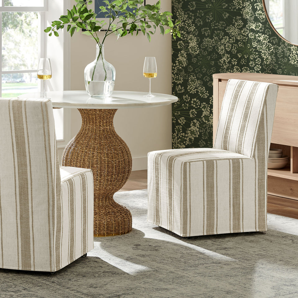 Tessera Striped Slipcovered Dining Side Chair by Modway