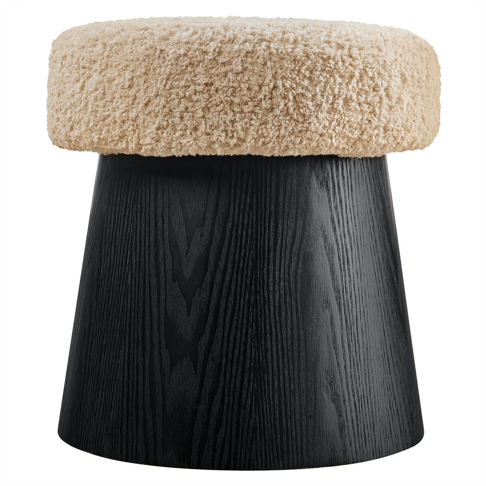 Ketra Round Faux Shearling Ottoman Footstool by Modway