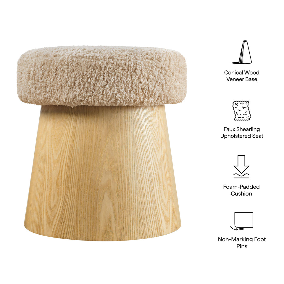 Ketra Round Faux Shearling Ottoman Footstool by Modway
