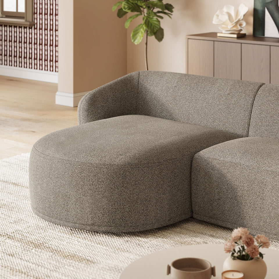 Monica 2 Piece Left Facing Boucle Fabric Modular Sofa with Chaise by Modway