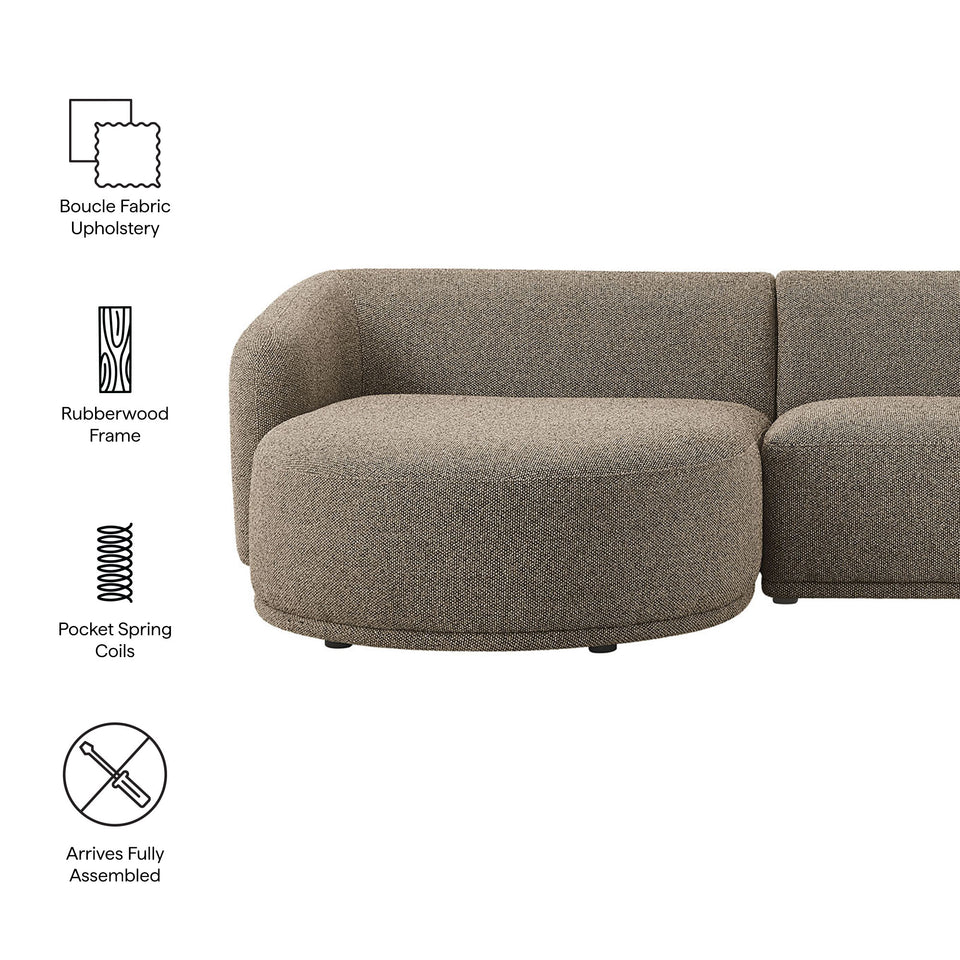 Monica 2 Piece Left Facing Boucle Fabric Modular Sofa with Chaise by Modway