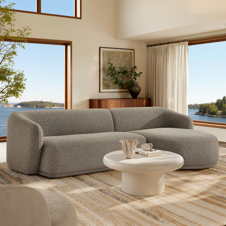 Monica 2 Piece Right Facing Boucle Fabric Modular Sofa with Chaise by Modway