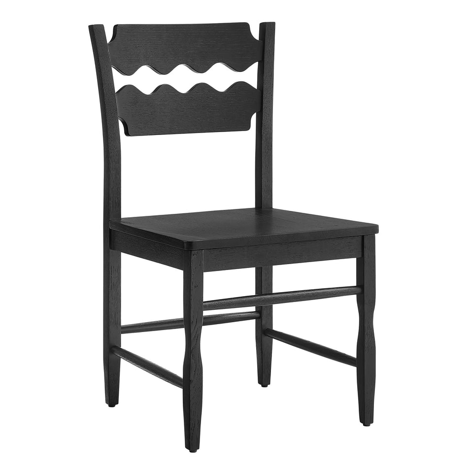 Jax Oak Wood Dining Chair With Wavy Razor Back by Modway
