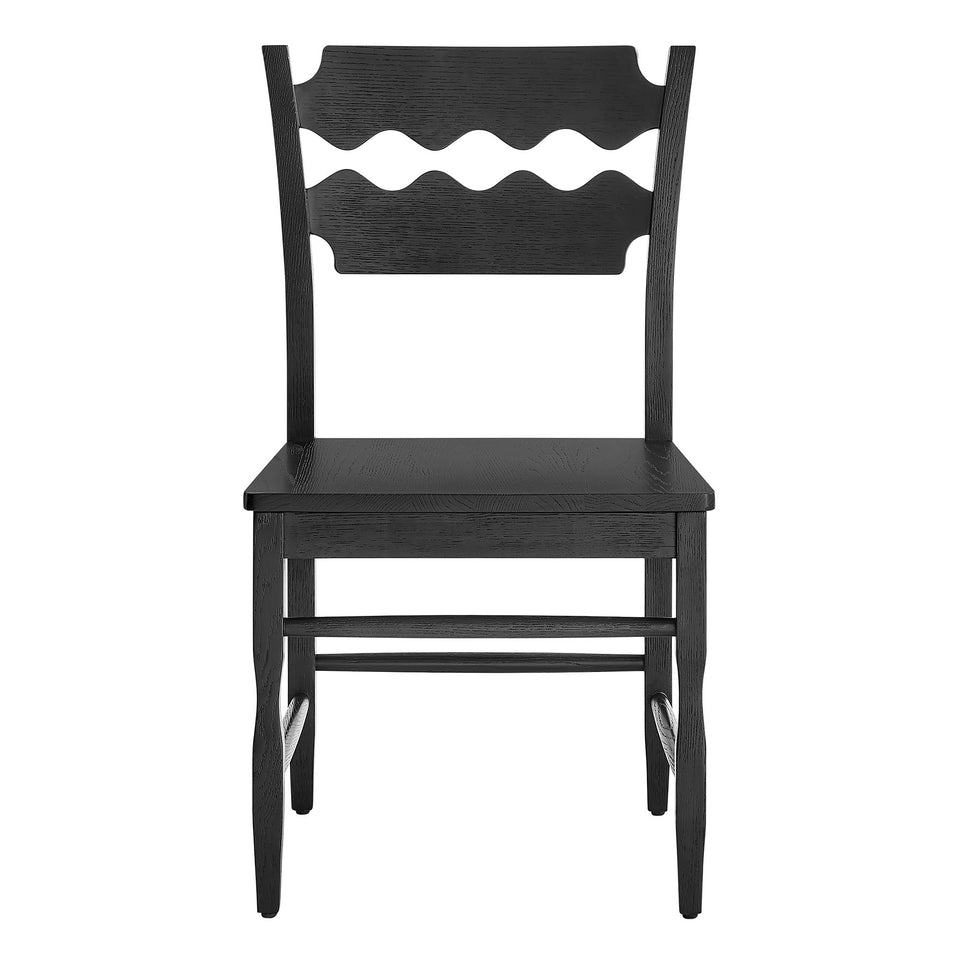 Jax Oak Wood Dining Chair With Wavy Razor Back by Modway