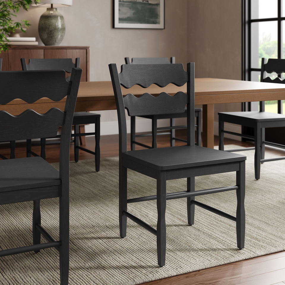Jax Oak Wood Dining Chair With Wavy Razor Back by Modway