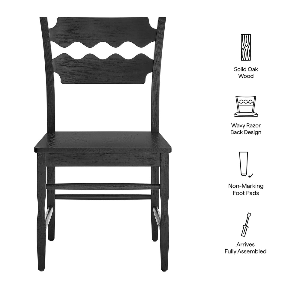 Jax Oak Wood Dining Chair With Wavy Razor Back by Modway