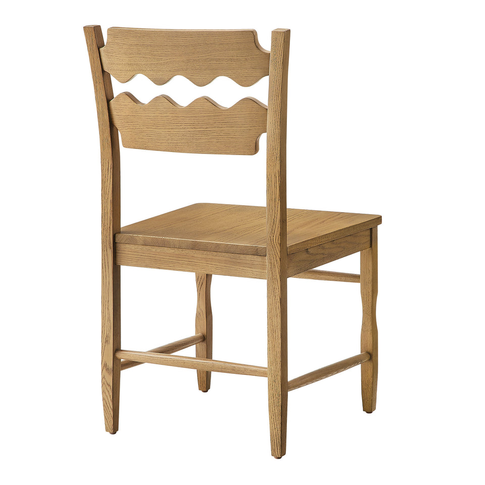 Jax Oak Wood Dining Chair With Wavy Razor Back by Modway