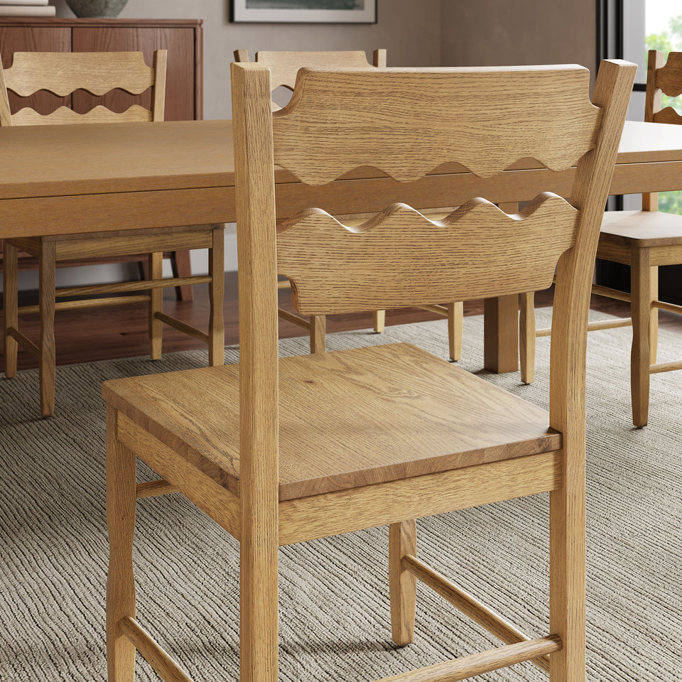 Jax Oak Wood Dining Chair With Wavy Razor Back by Modway