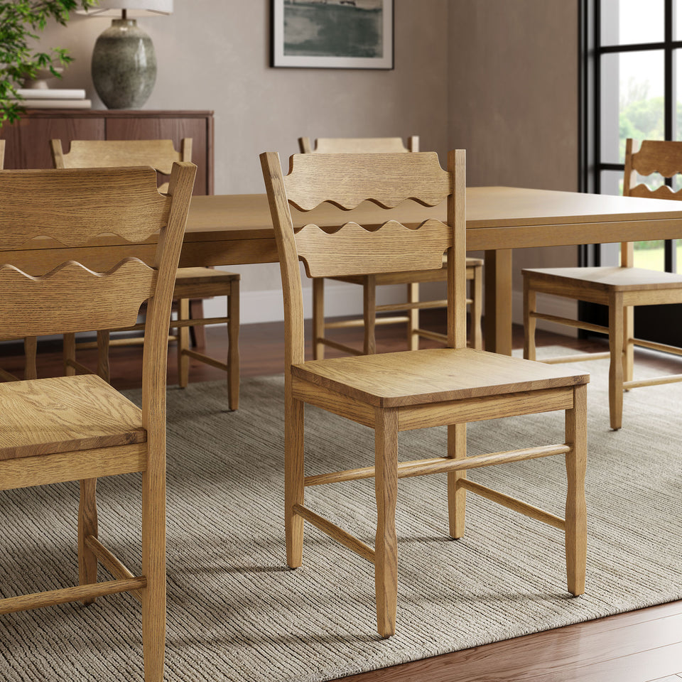 Jax Oak Wood Dining Chair With Wavy Razor Back by Modway