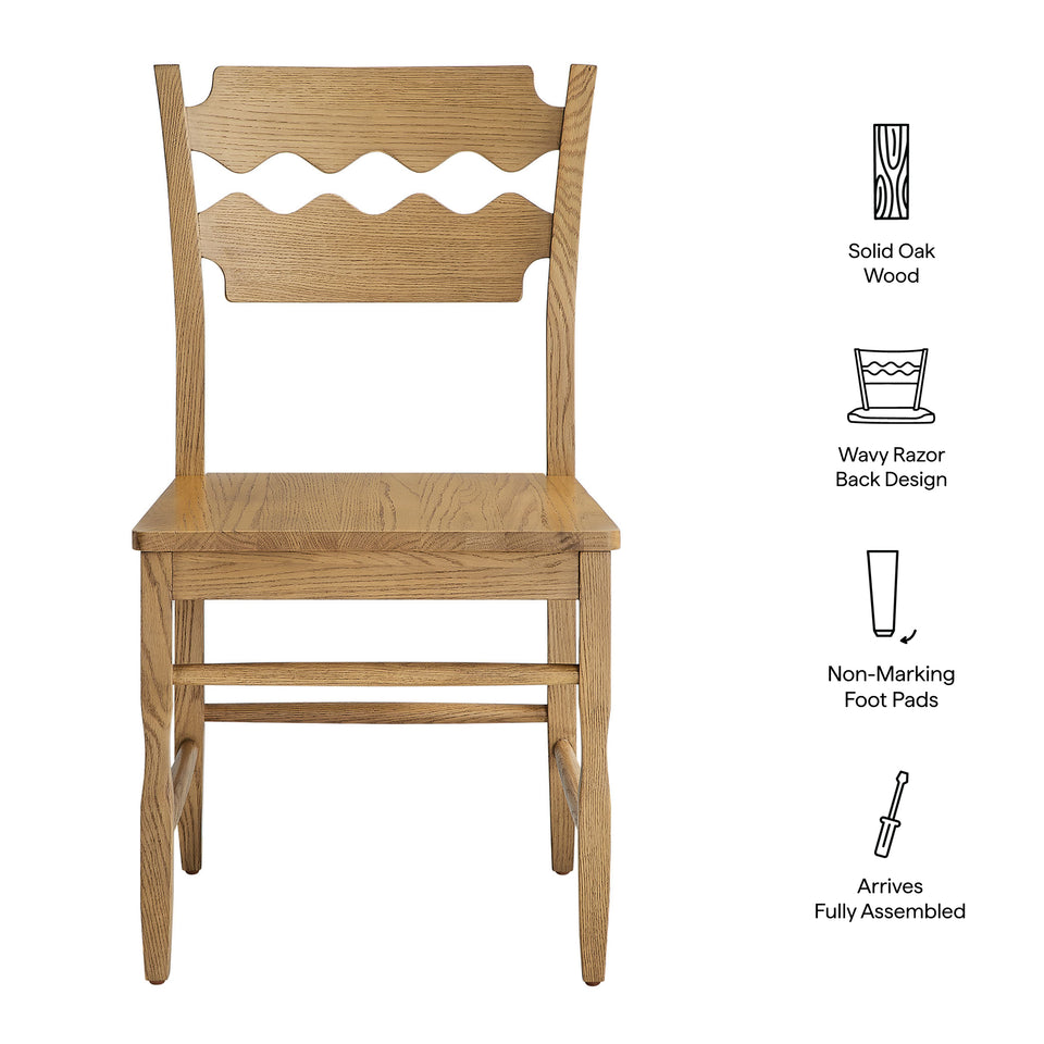 Jax Oak Wood Dining Chair With Wavy Razor Back by Modway