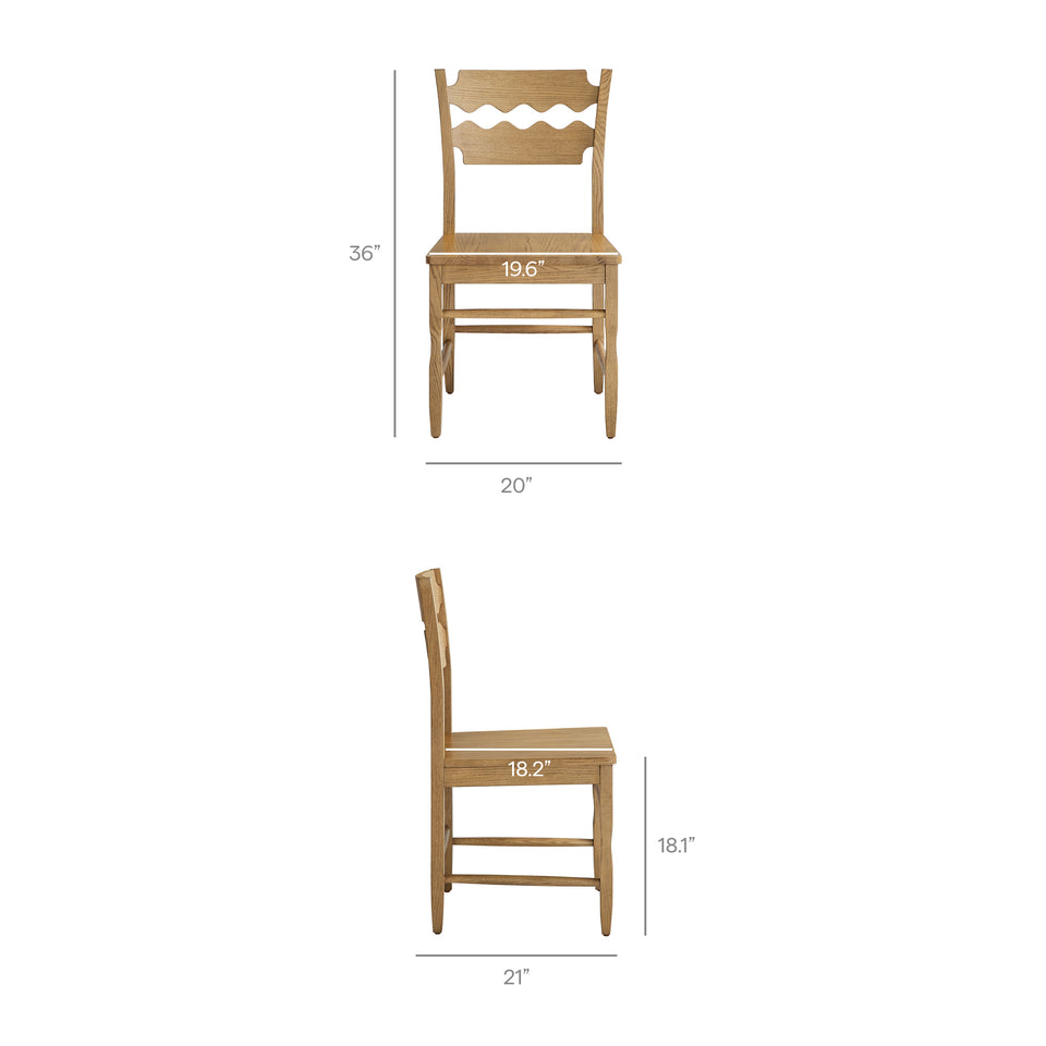 Jax Oak Wood Dining Chair With Wavy Razor Back by Modway