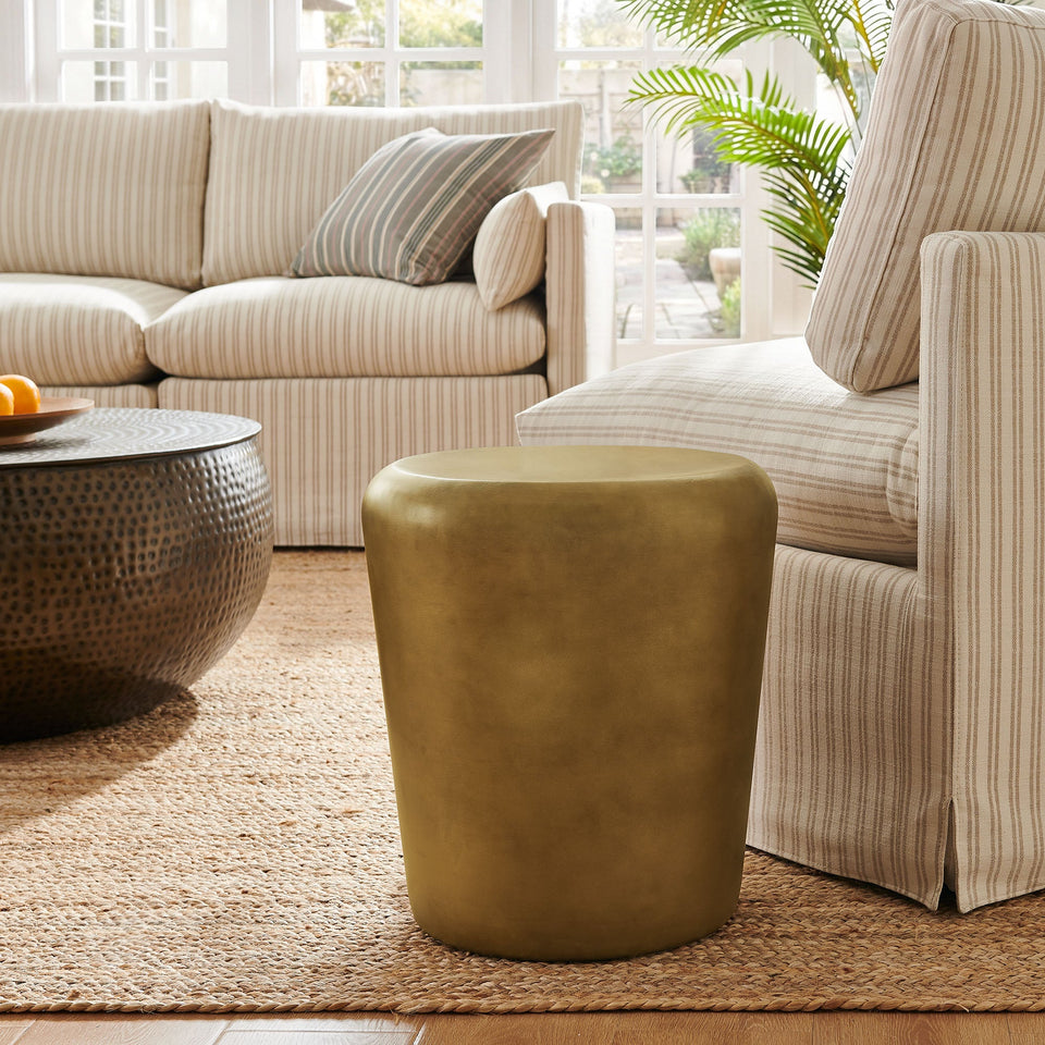 Ingot 16 Inch Brass Finish Round Side Table by Modway