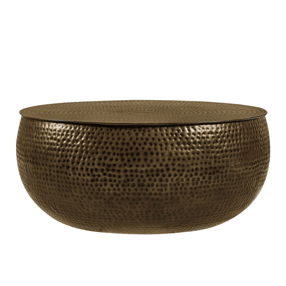 Tobin 35 Inch Hammered Metal Round Drum Coffee Table by Modway