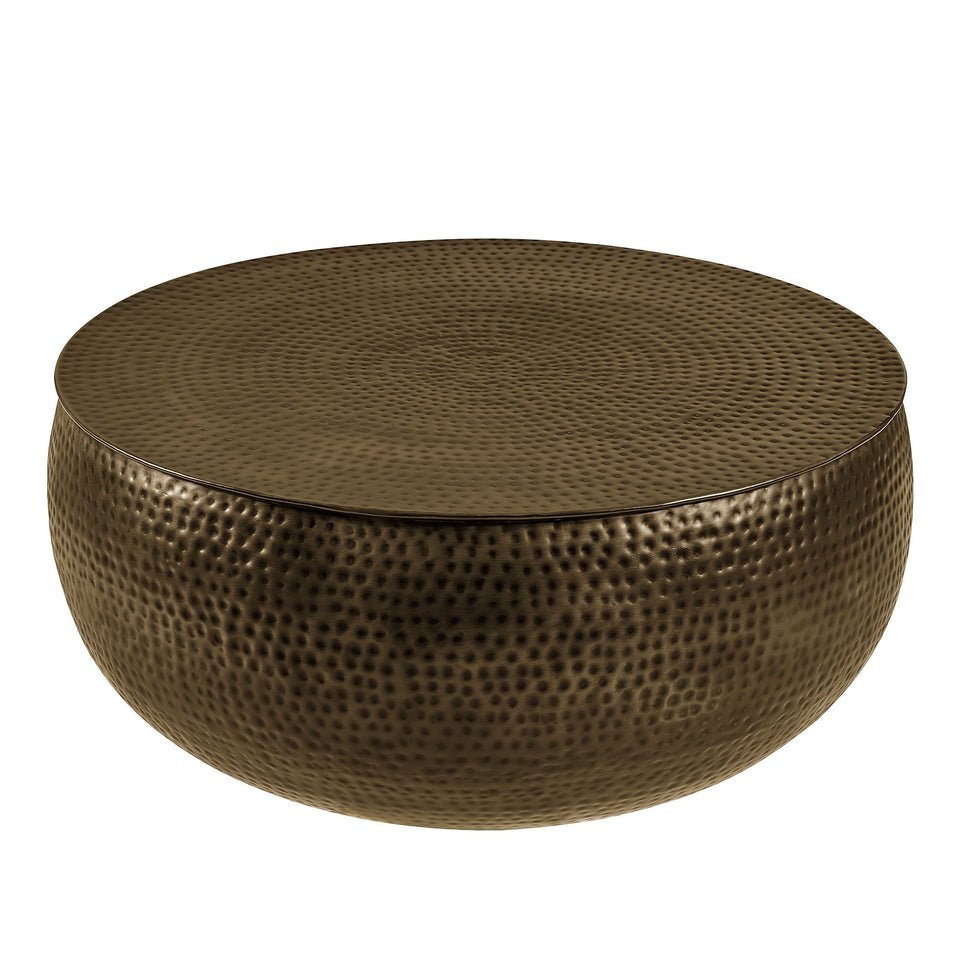 Tobin 35 Inch Hammered Metal Round Drum Coffee Table by Modway