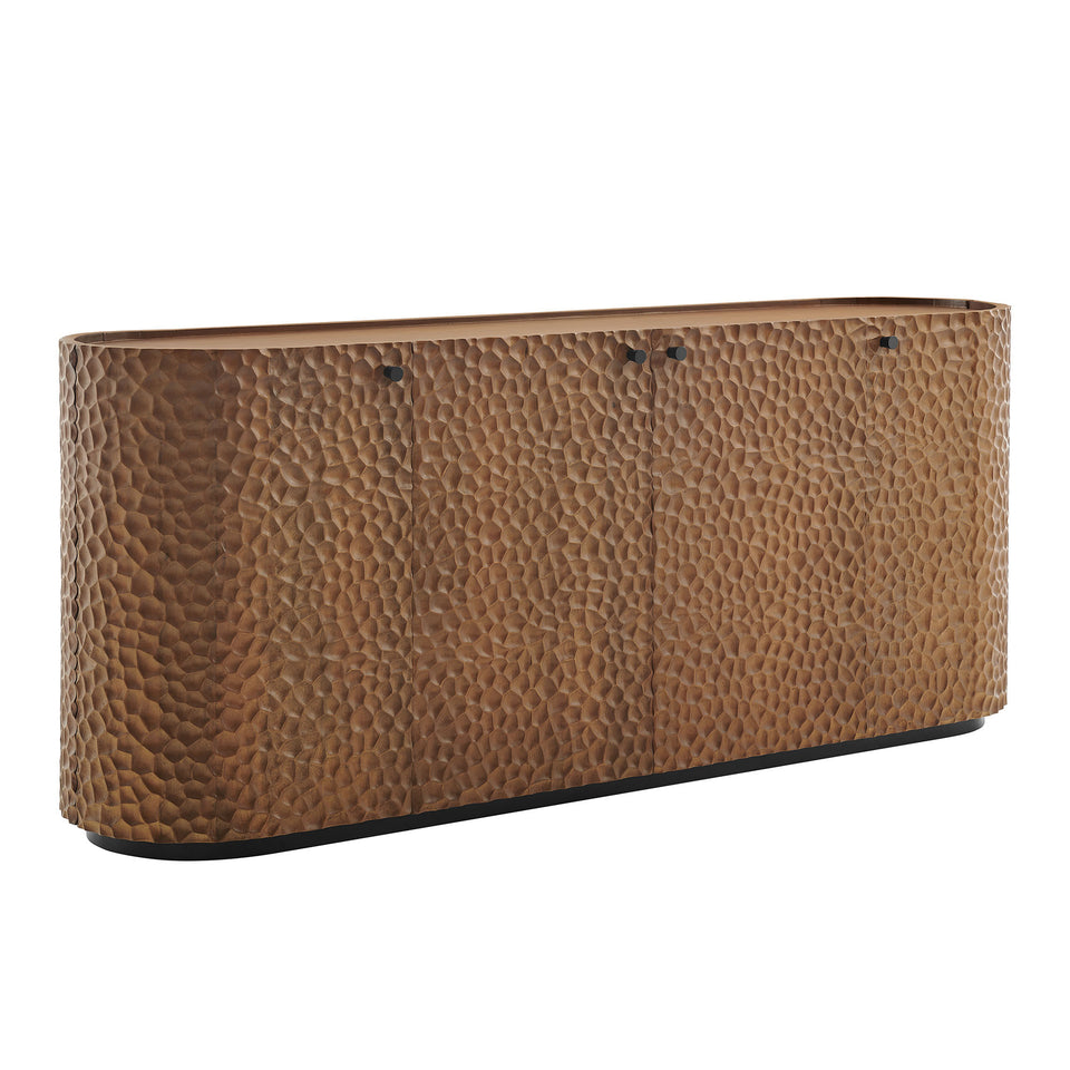 Aven 71.5 Inch Oval Chiseled Wood Sideboard Buffet Cabinet with Hammered Effect by Modway