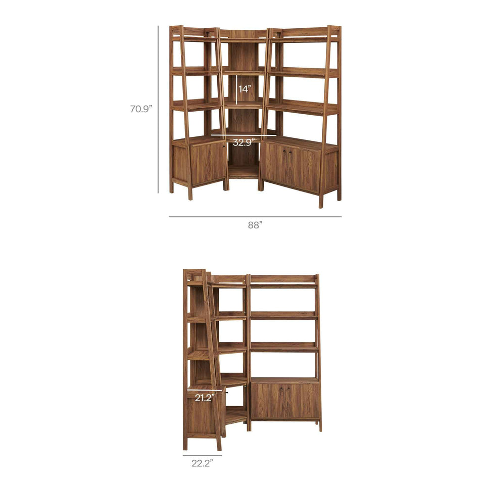 Bixby 3 Piece Corner Bookshelf Set With Wide and Narrow Bookshelves by Modway