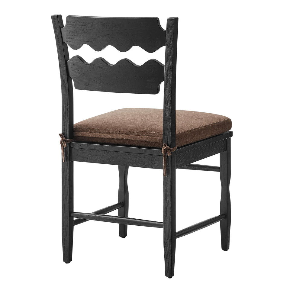 Jax Oak Wood Dining Chair With Wavy Razor Back and Cushion by Modway