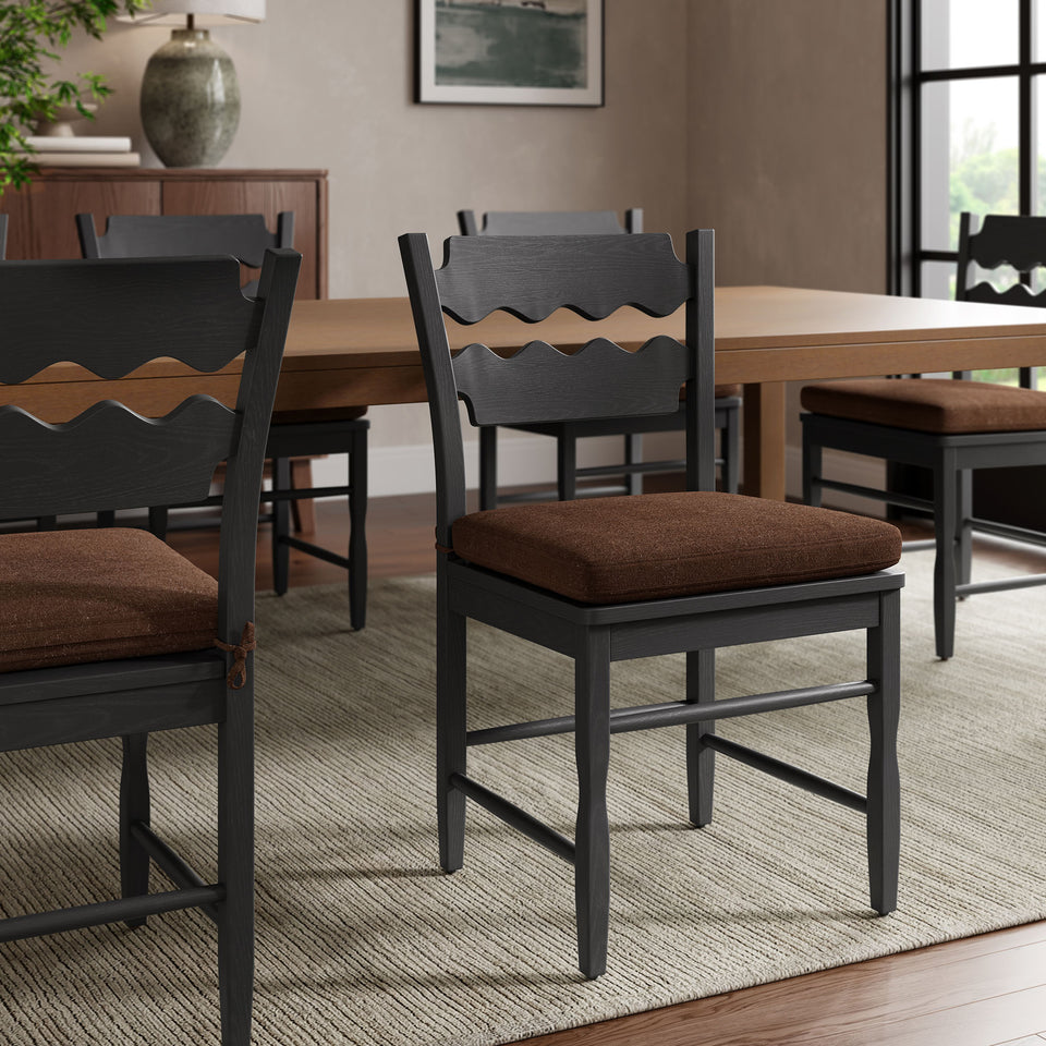 Jax Oak Wood Dining Chair With Wavy Razor Back and Cushion by Modway