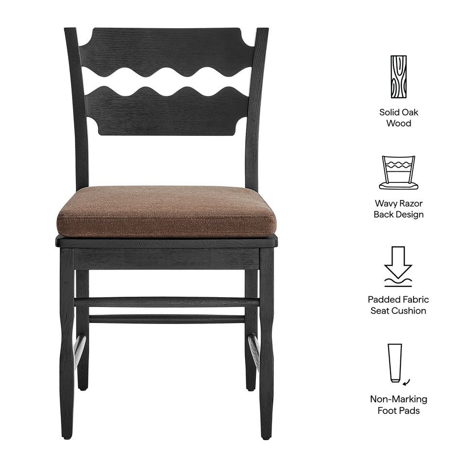 Jax Oak Wood Dining Chair With Wavy Razor Back and Cushion by Modway
