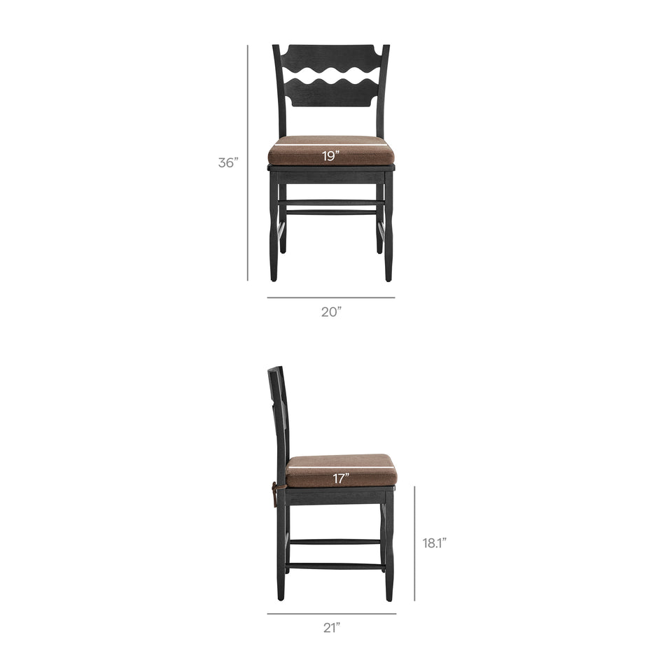 Jax Oak Wood Dining Chair With Wavy Razor Back and Cushion by Modway