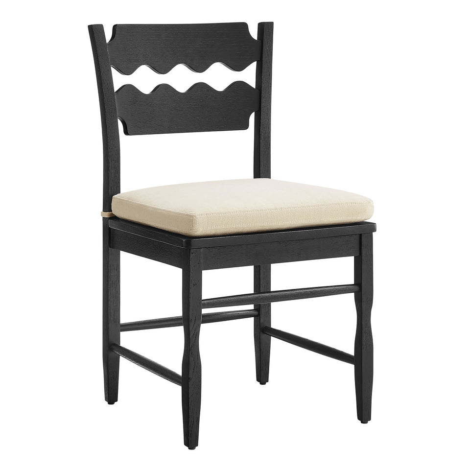 Jax Oak Wood Dining Chair With Wavy Razor Back and Cushion by Modway