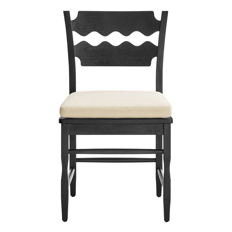 Jax Oak Wood Dining Chair With Wavy Razor Back and Cushion by Modway