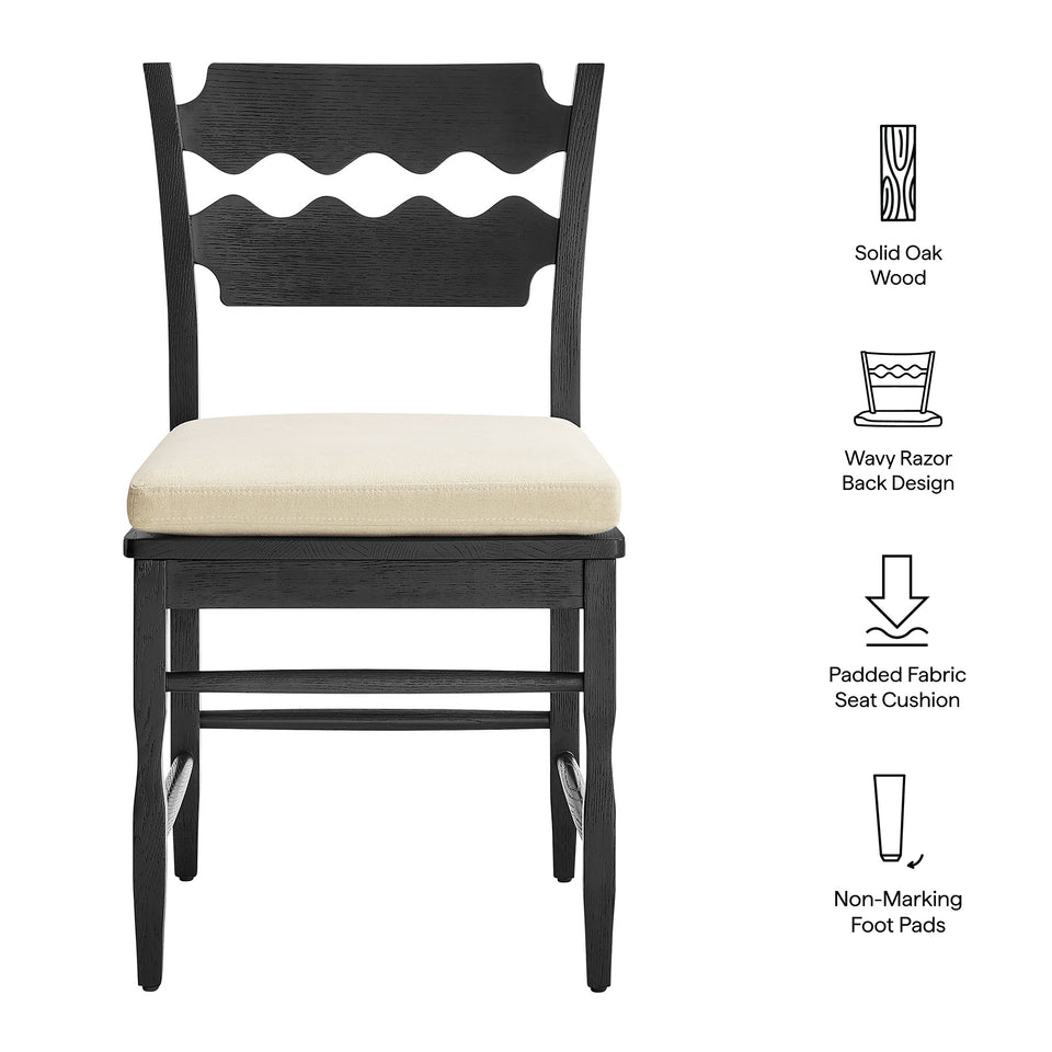 Jax Oak Wood Dining Chair With Wavy Razor Back and Cushion by Modway